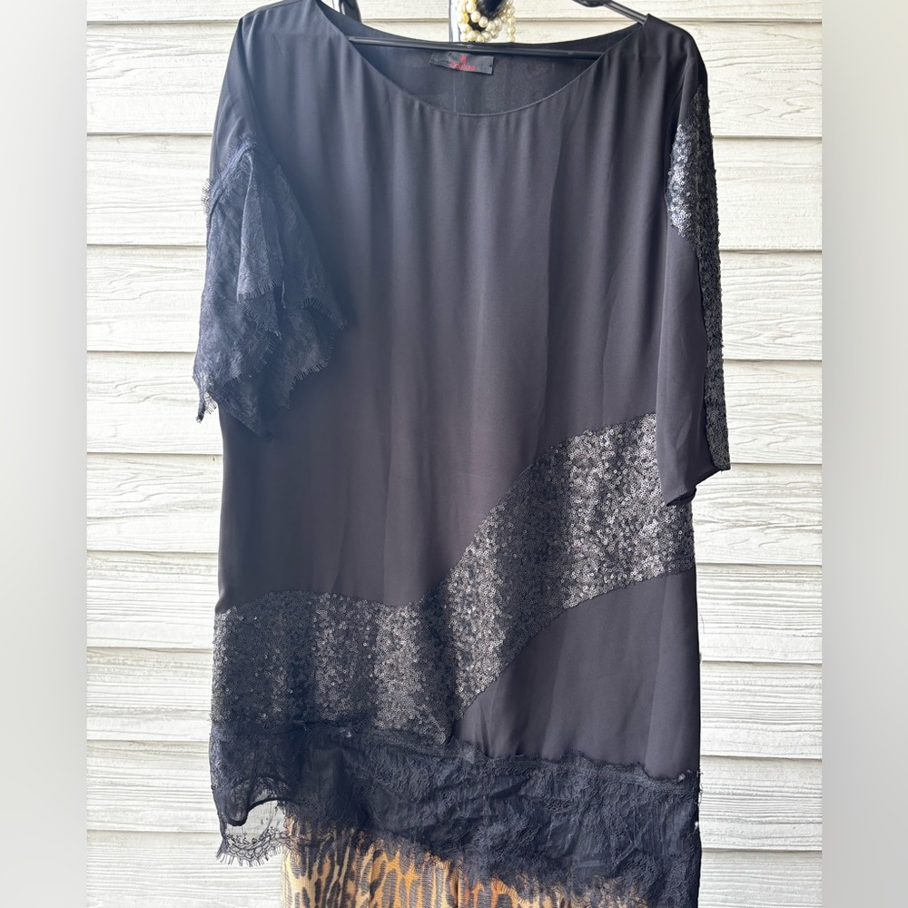 Italian Black Lace Dress/Blouse